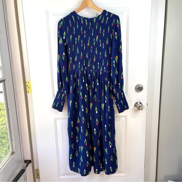 Urban Outfitters UO Kate Floral Smocked Midi Dress Size Medium - Picture 2 of 12